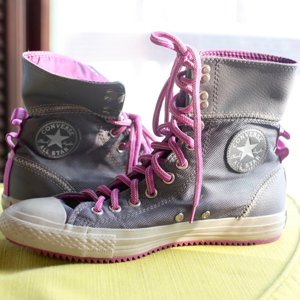 Pink & Grey Converse All Star Boot Sneakers